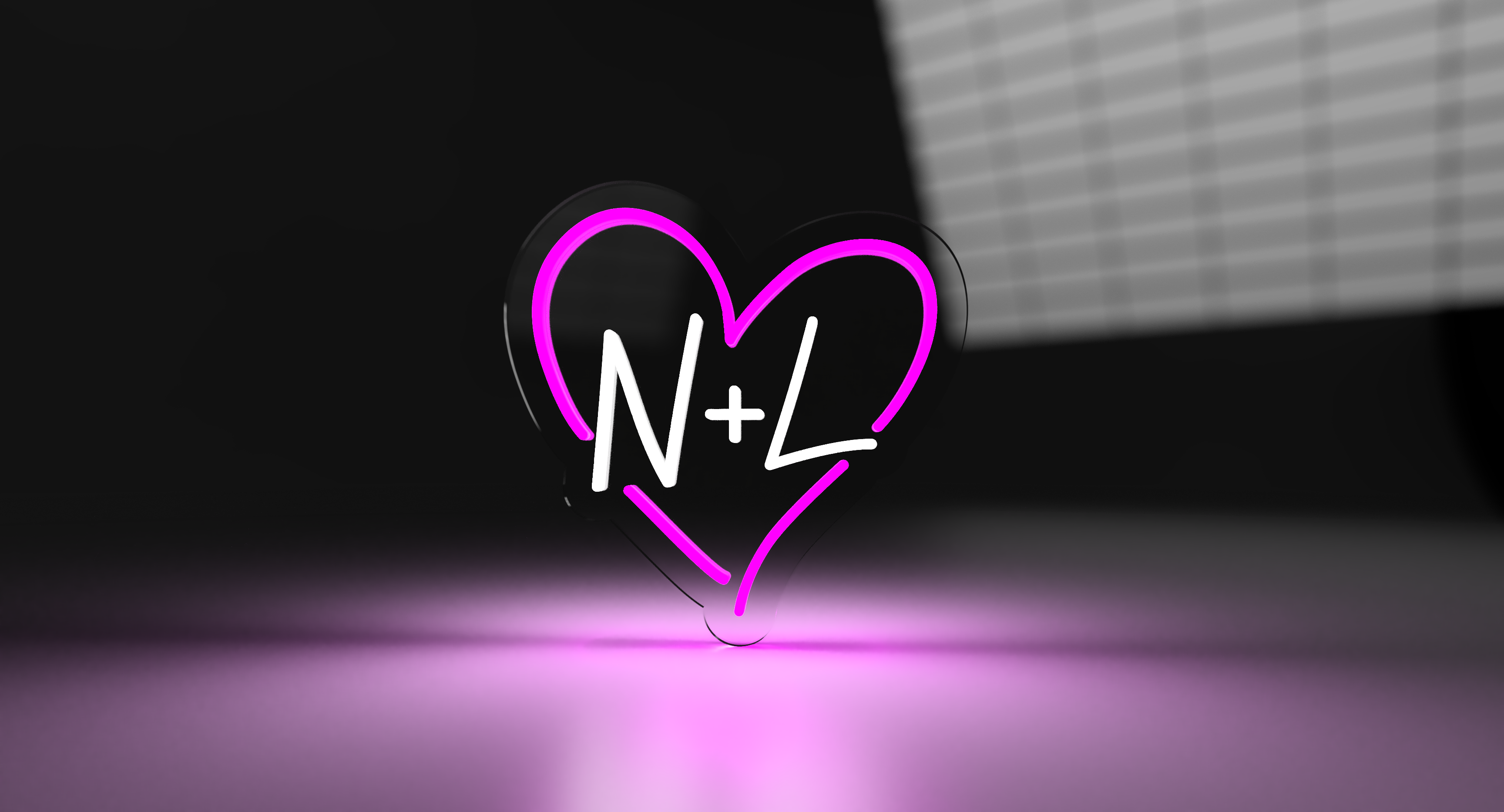 Semn neon Inima Valentines Day cu inițialele N și L, un cadou romantic din semne neon led.