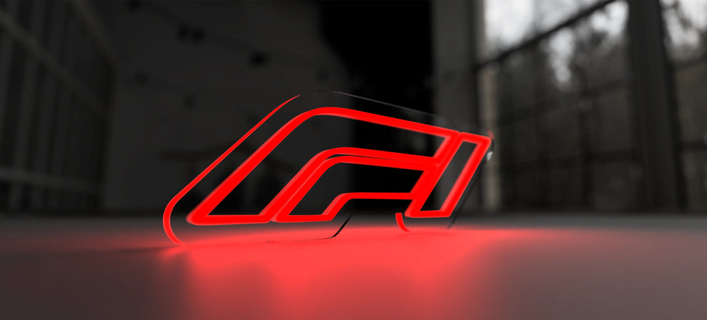 F1 semne neon led iluminat roșu, design modern, perfect pentru decor interior