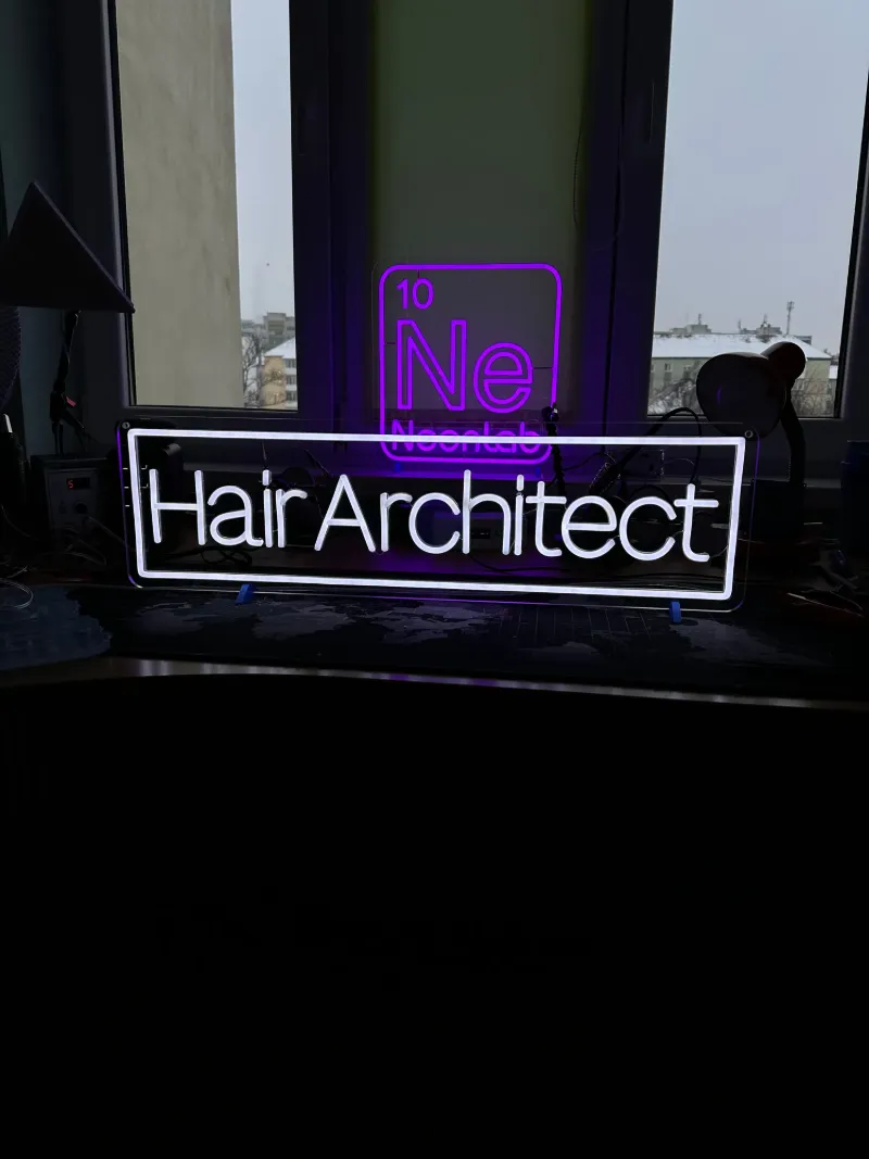 Semn neon pentru salonul de coafură Hair Architect